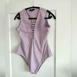 Missguided women's bodysuit top sz 6 38 S / M cotton Stretch Soft